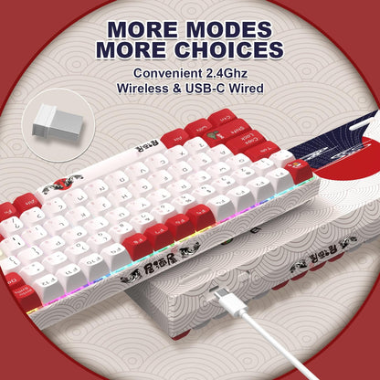 Womier M84 Hot Swappable Wireless Mechanical Keyboard, 75% Layout TKL Gaming Keyboard, N-Key Rollover RGB Backlit Custom Keyboard for Windows Mac PC Gamers(Izakaya Theme, Gateron Red Switch)