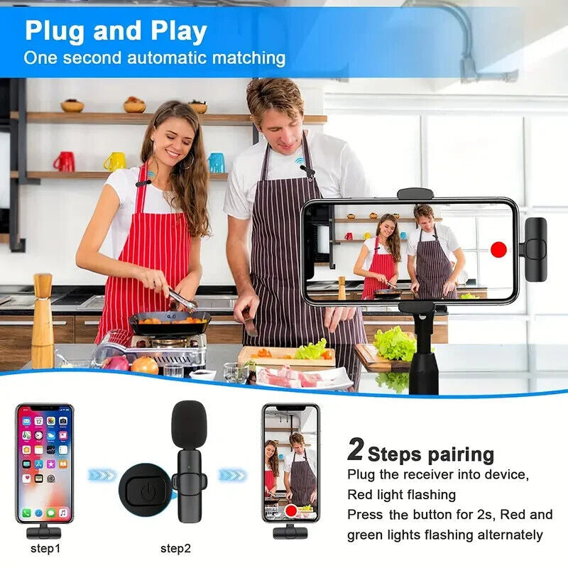 Wireless Lavalier Microphone Audio Video Recording for Iphone