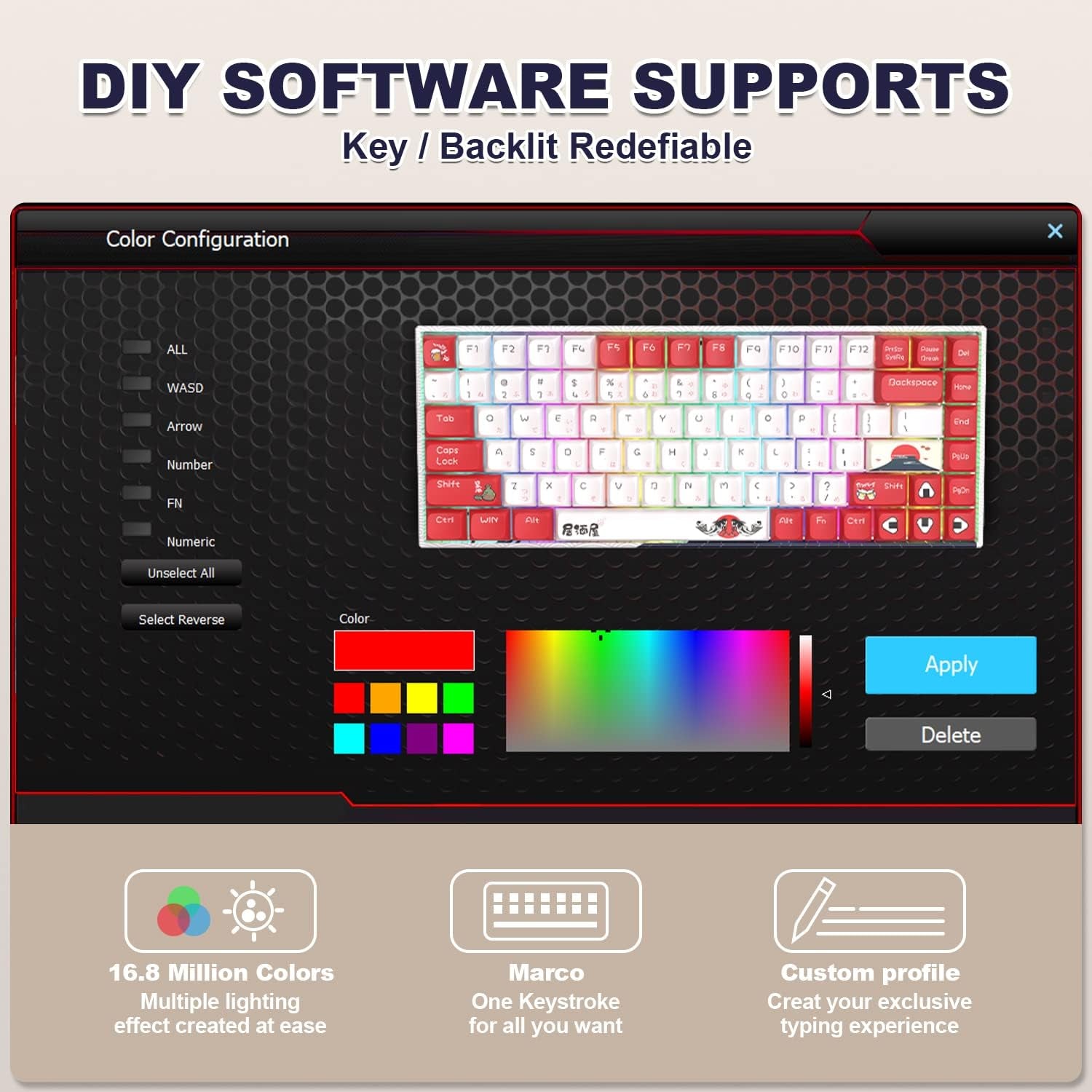 Womier M84 Hot Swappable Wireless Mechanical Keyboard, 75% Layout TKL Gaming Keyboard, N-Key Rollover RGB Backlit Custom Keyboard for Windows Mac PC Gamers(Izakaya Theme, Gateron Red Switch)